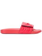 Versace Medusa Head Quilted Pool Slides - Red