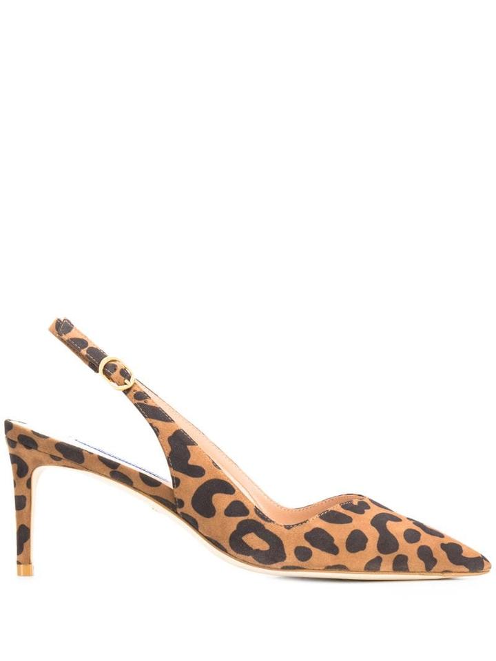 Stuart Weitzman Slingback Leopard Print Pumps - Brown
