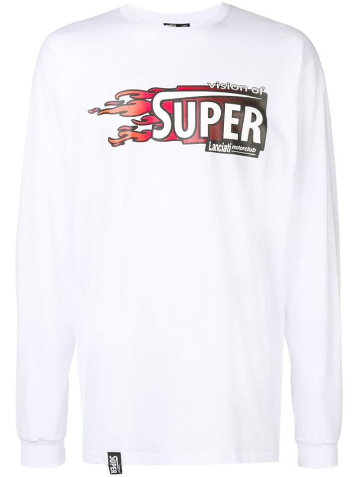 Vision Of Super Logo Print Long-sleeve Top - White