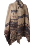 Etro Striped Cape, Women's, Brown, Silk/cotton/acrylic/wool