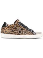 Leather Crown Warchive Leopard Print Sneakers - Brown