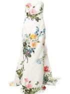 Monique Lhuillier Strapless Column Gown With Train - White