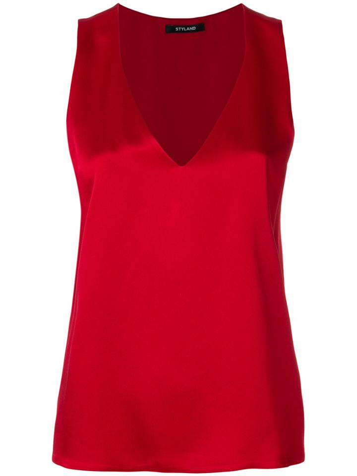 Styland V-neck Tank - Red