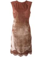 Alberta Ferretti Lace Insert Dress, Women's, Size: 44, Brown, Acetate/silk/other Fibres/silk