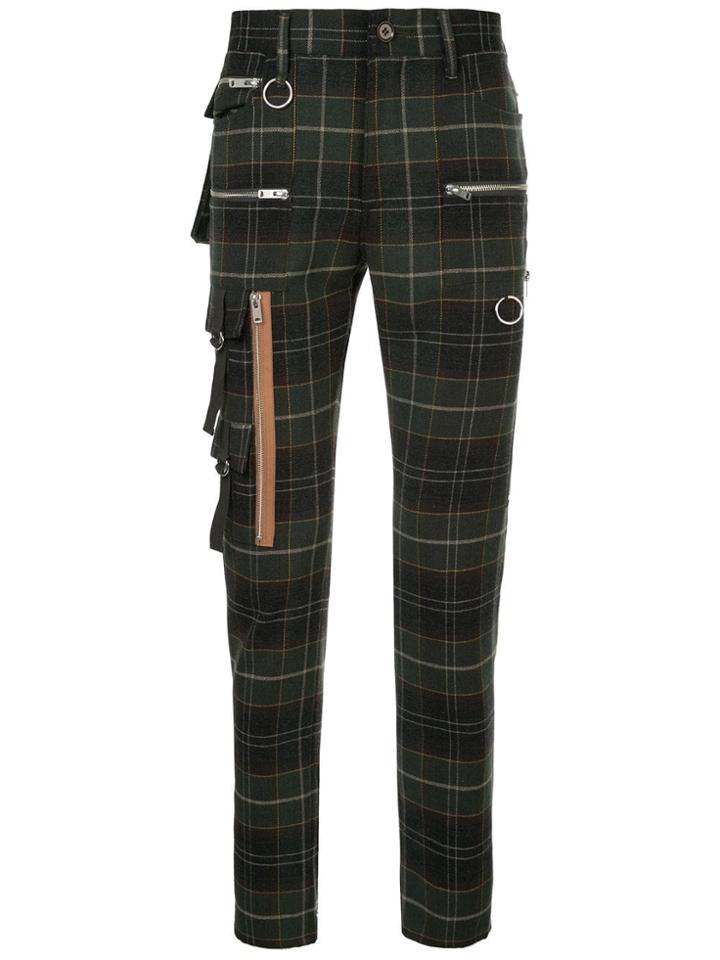 Undercover Checked Biker Trousers - Khaki Checks