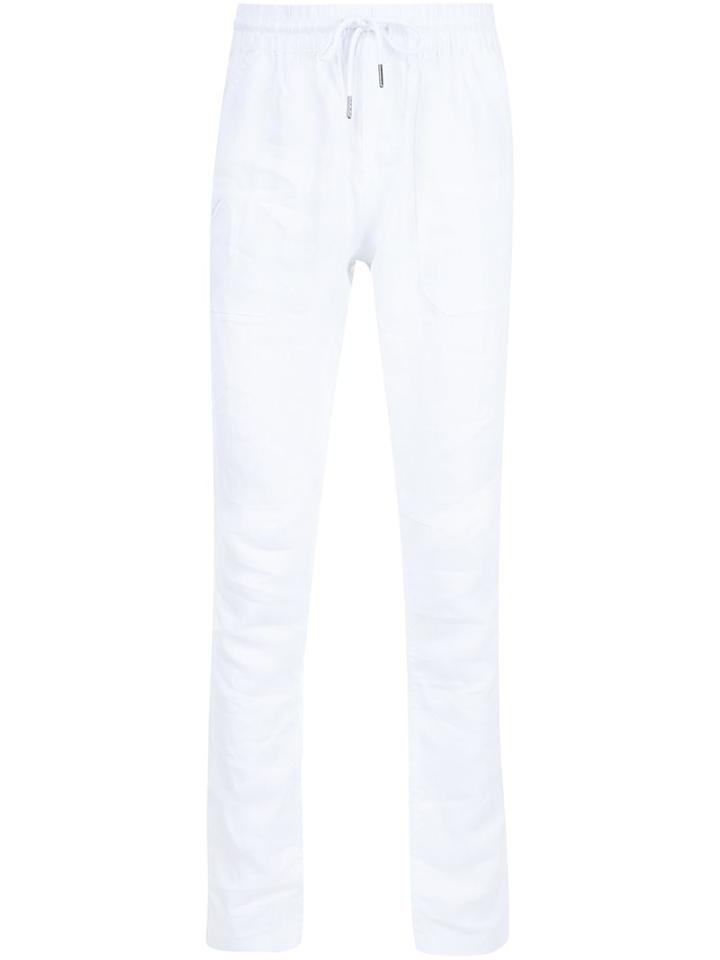 Publish Drawstring Slim Fit Trousers, Men's, Size: 34, White, Linen/flax