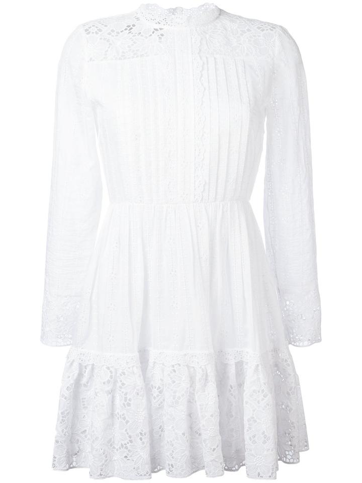 Valentino Short San Gallo Dress, Women's, Size: 42, White, Cotton/polyester