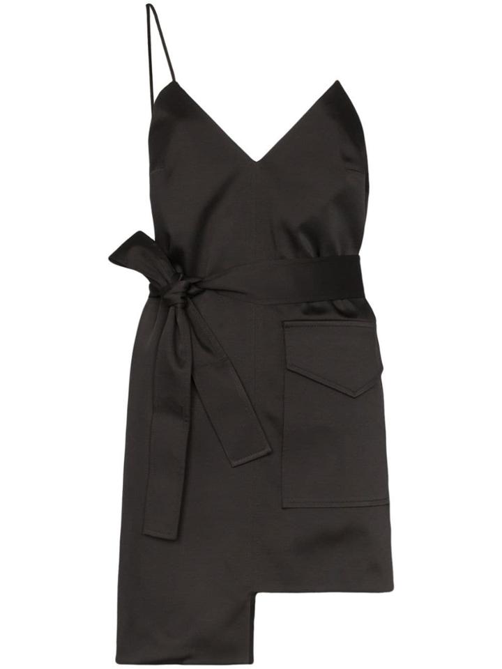 George Keburia Sleeveless Side Pocket Asymmetric Mini Dress - Black