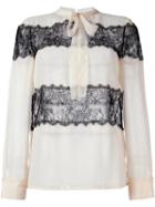 Philosophy Di Lorenzo Serafini Lace Panel Pussy Bow Blouse, Women's, Size: 40, Nude/neutrals, Silk/polyamide