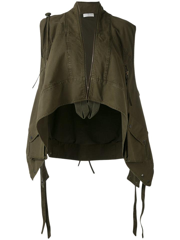 Faith Connexion - Asymmetric Zipped Waistcoat - Women - Cotton/linen/flax - S, Green, Cotton/linen/flax