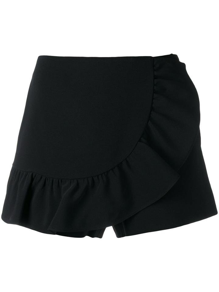 Red Valentino Red(v) Ruffled Short Shorts - Black