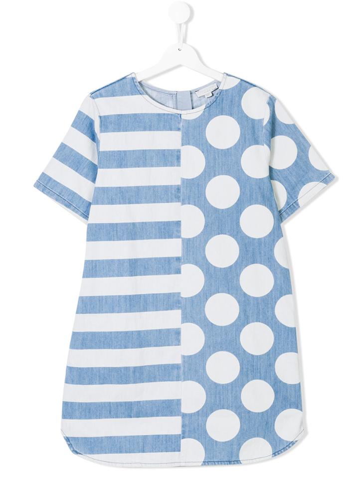 Stella Mccartney Kids Teen Mixed-print Dress - Blue