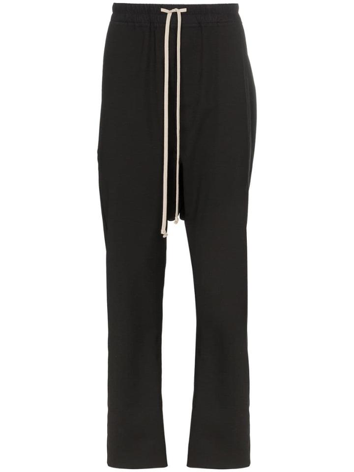 Rick Owens Drop Crotch Loose Cuff Track Pants - Black