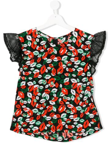 Liu Jo Kids Teen Lip-print Blouse - Black