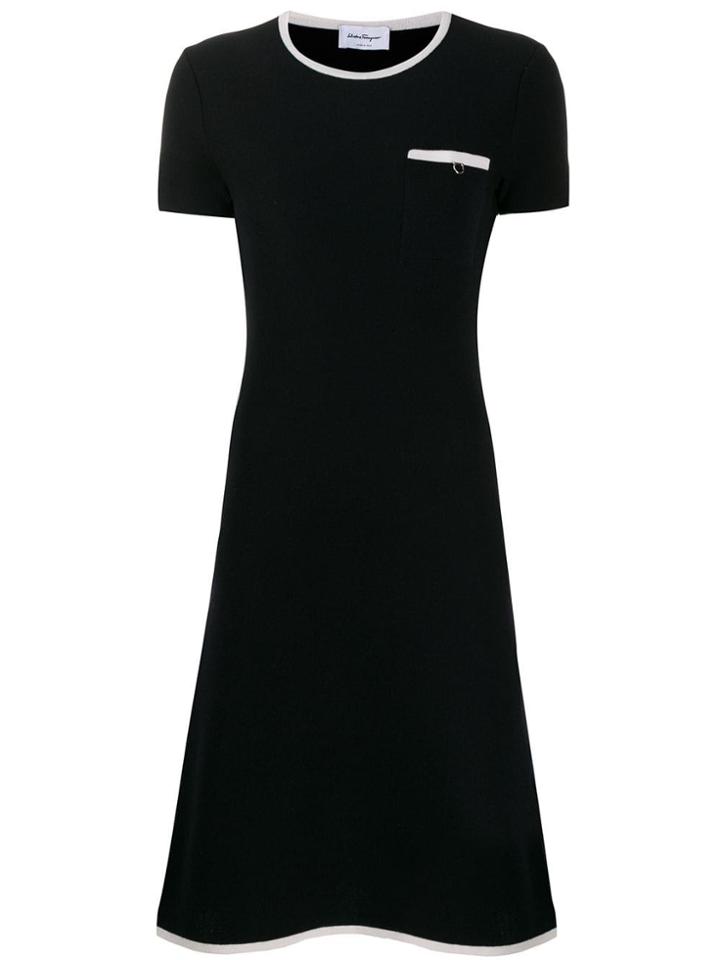 Salvatore Ferragamo Contrast Trim Knitted Dress - Blue