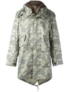 Ten-c Camouflage Zipped Coat, Men's, Size: 48, Green, Polyester/polyamide/cotton