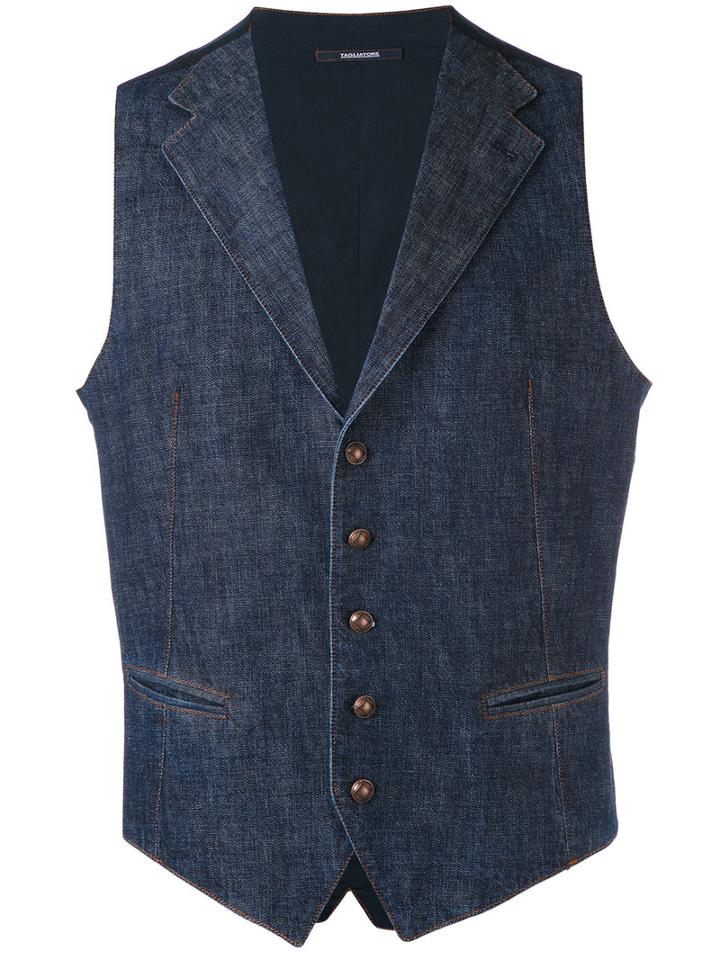 Tagliatore - Denim Waistcoat - Men - Cotton - 46, Blue, Cotton
