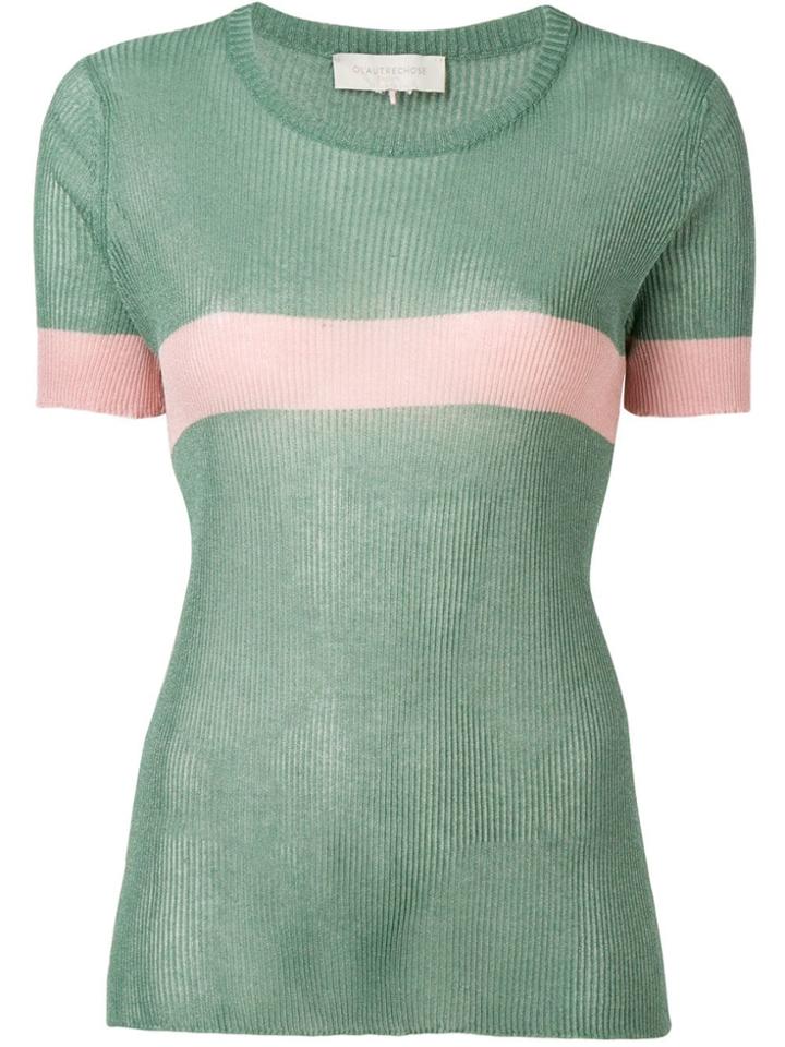 L'autre Chose Ribbed Stripe T-shirt - Green