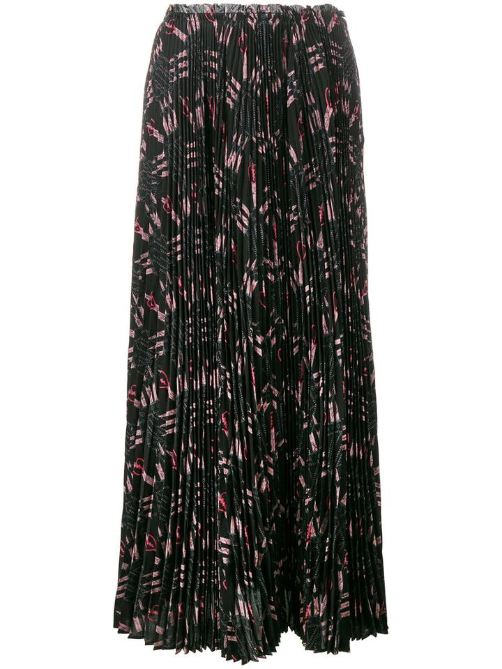 Valentino - Love Blade Print Pleated Skirt - Women - Silk - 44, Black, Silk