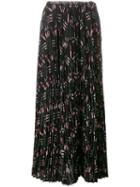Valentino - Love Blade Print Pleated Skirt - Women - Silk - 44, Black, Silk