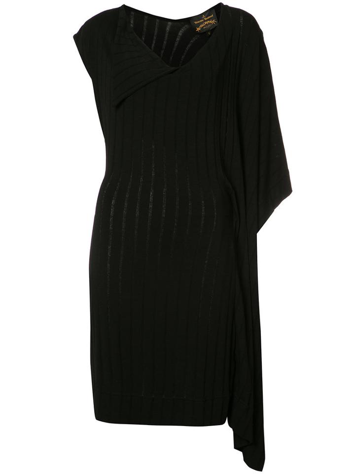 Vivienne Westwood Anglomania Asymmetric Sleeves V-neck Dress, Women's, Size: Medium, Black, Viscose/spandex/elastane