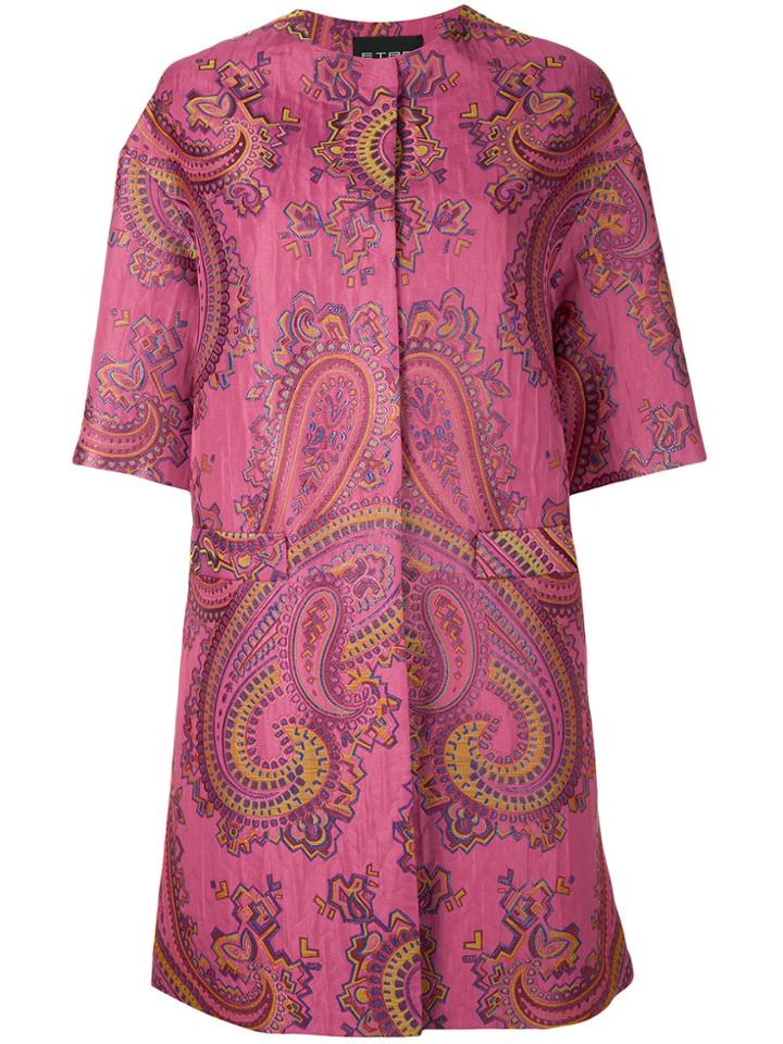 Etro Paisley Print Coat - Pink & Purple