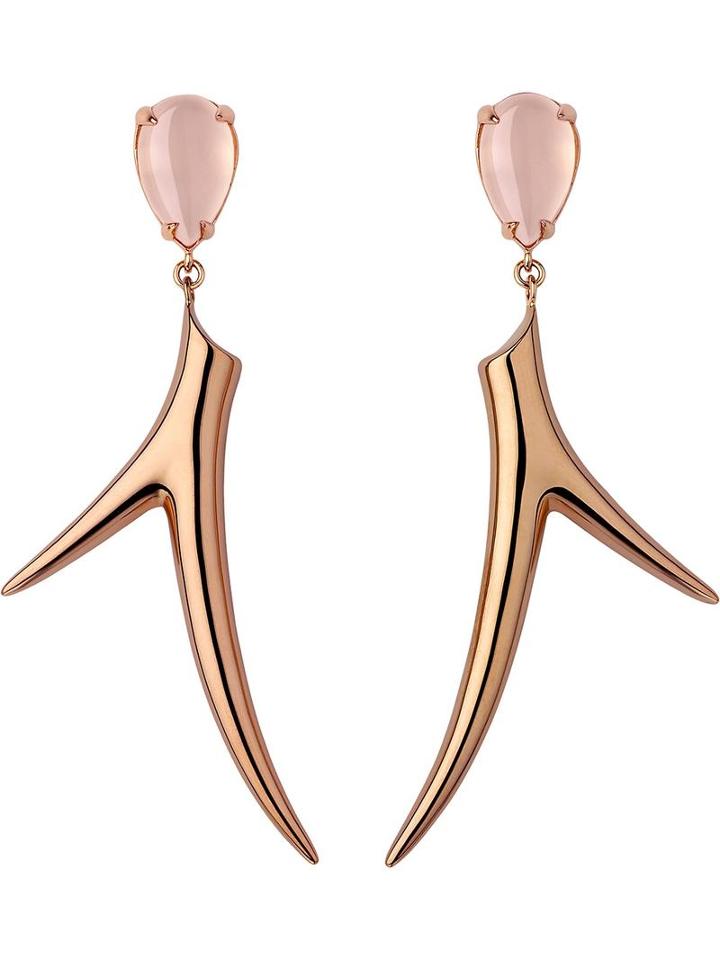 Shaun Leane Rose Quartz Branch Earrings, Women's, Metallic