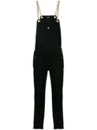 Balmain Chain-trimmed Denim Overalls - Black