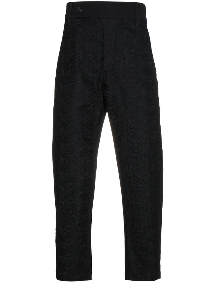 Ann Demeulemeester Embroidered Cropped Trousers - Black