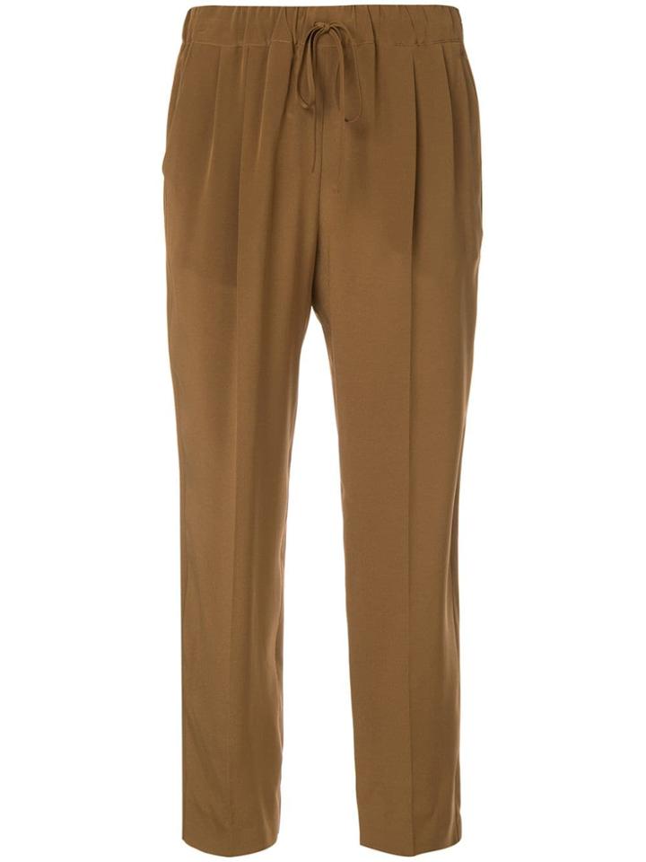 Max Mara Cropped Drawstring Waist Trousers - Brown