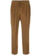 Max Mara Cropped Drawstring Waist Trousers - Brown