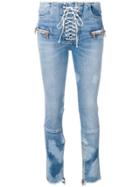 Unravel Project Lace Up Skinny Jeans - Blue