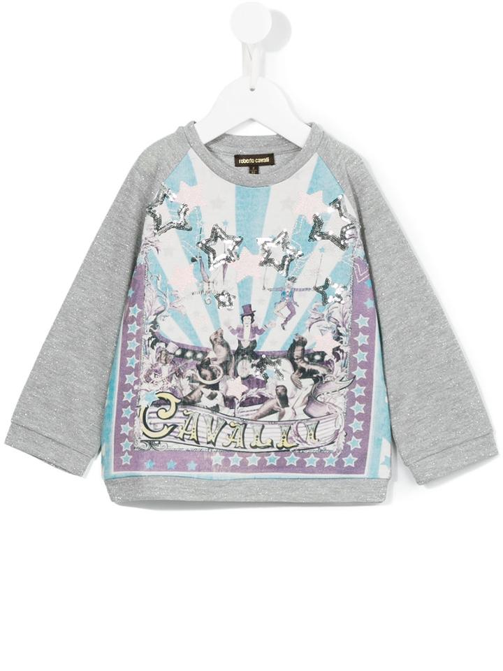 Roberto Cavalli Kids - Circus Print Sweatshirt - Kids - Cotton/polyamide/polyester/viscose - 24 Mth, Toddler Girl's, Grey