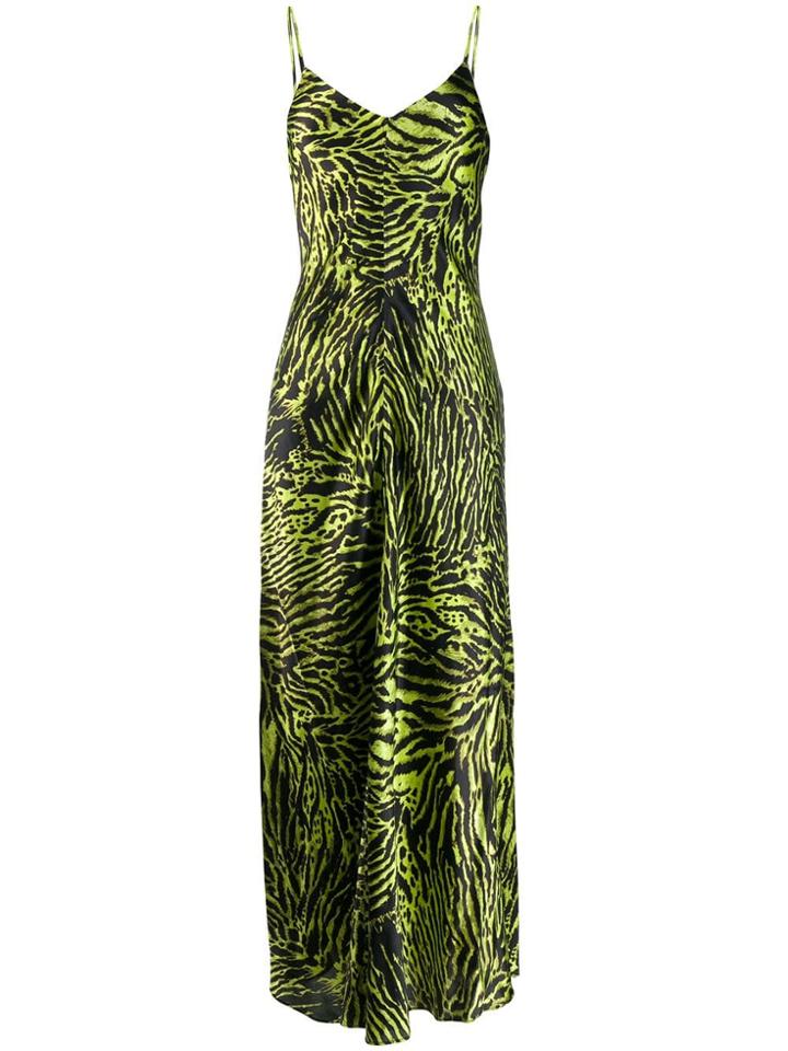 Ganni Animal Print Maxi Dress - Green