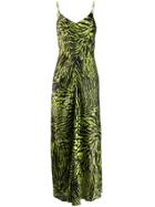 Ganni Animal Print Maxi Dress - Green