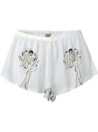 Yes Master Pin Up Print Shorts, Women's, Size: Small, White, Silk/spandex/elastane