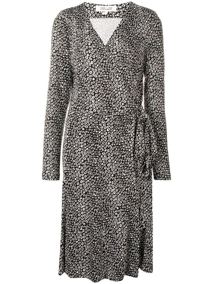 Diane Von Furstenberg Printed Wrap-front Midi Dress - Black