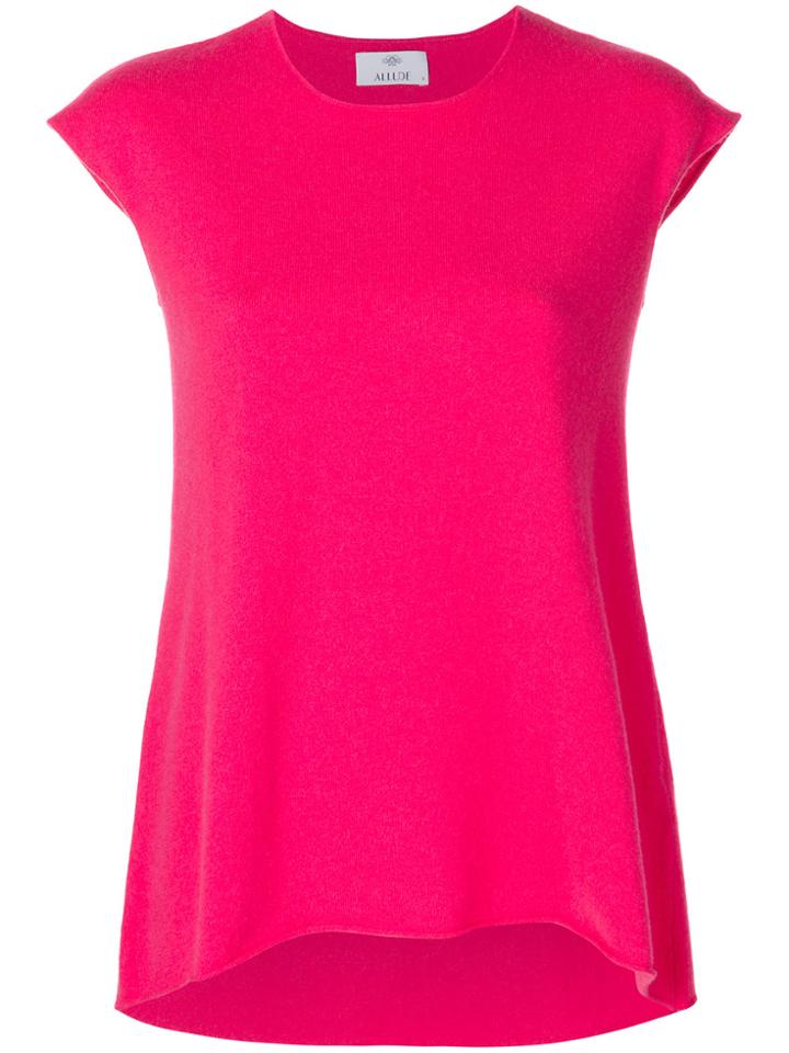 Allude Cap-sleeve Cashmere Jumper - Pink & Purple