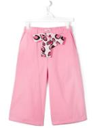 Msgm Kids Leopard Print Tie Fastening Trousers, Girl's, Size: 14 Yrs, Pink/purple