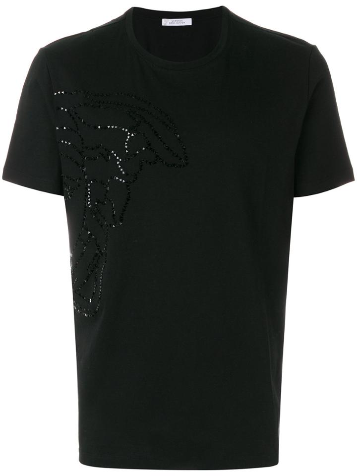 Versace Collection Medusa Head Embellished T-shirt - Black