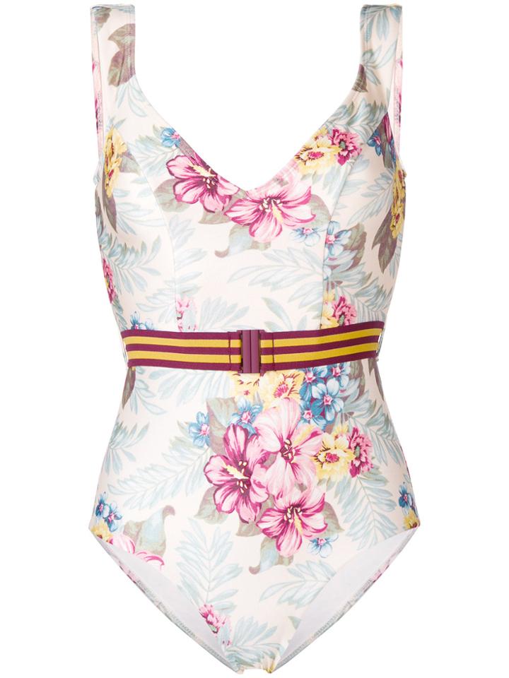 Zimmermann Hibiscus Floral Print Swimsuit - Nude & Neutrals