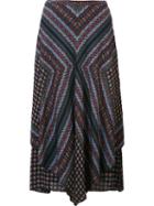 Derek Lam 10 Crosby Layered Patterned A-line Skit, Women's, Size: 2, Blue, Silk