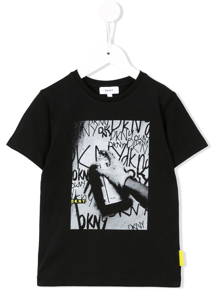 Dkny Kids - Printed T-shirt - Kids - Cotton - 6 Yrs, Black