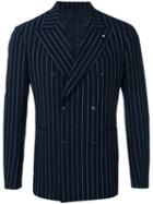 Lardini - Double-breasted Pinstripe Blazer - Men - Cotton/polyamide/spandex/elastane/wool - 46, Blue, Cotton/polyamide/spandex/elastane/wool