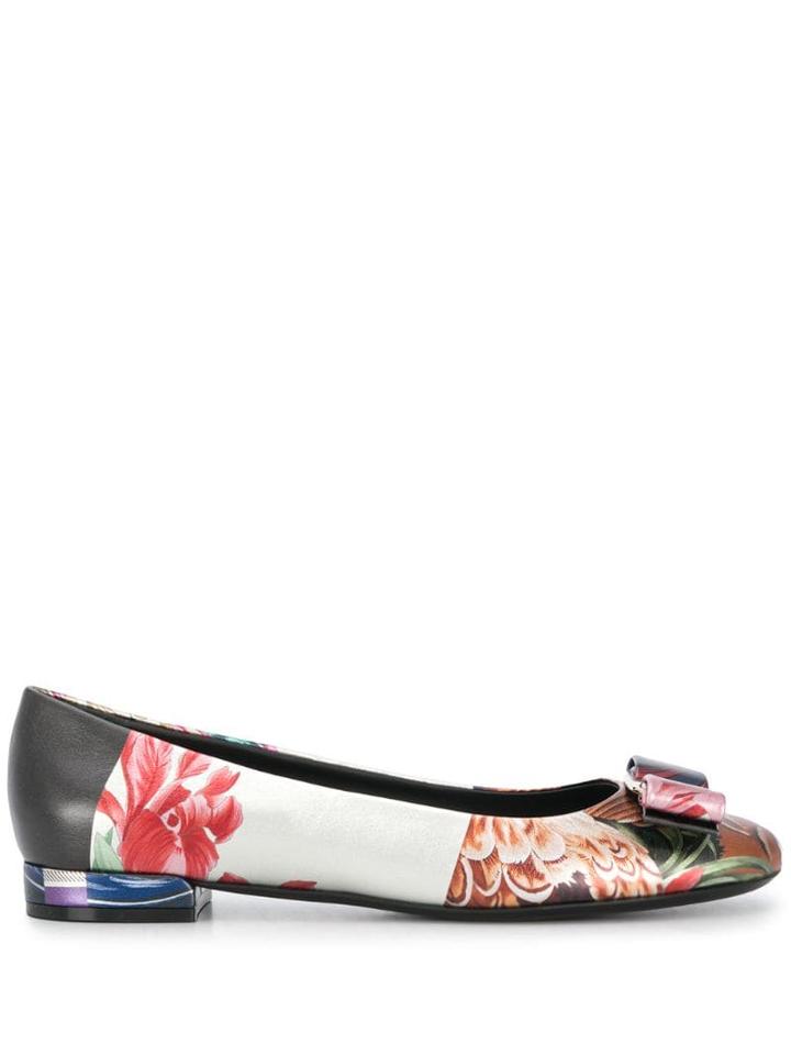 Salvatore Ferragamo Varina Yellow Print Ballerinas - Metallic