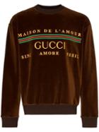 Gucci Logo Embroidered Sweatshirt - Brown