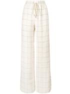 Zimmermann - Windowpane Print Wide-leg Trousers - Women - Silk/linen/flax/viscose - 1, Nude/neutrals, Silk/linen/flax/viscose