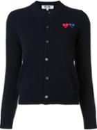 Comme Des Garçons Play Double Heart Cardigan, Women's, Size: Medium, Blue, Wool