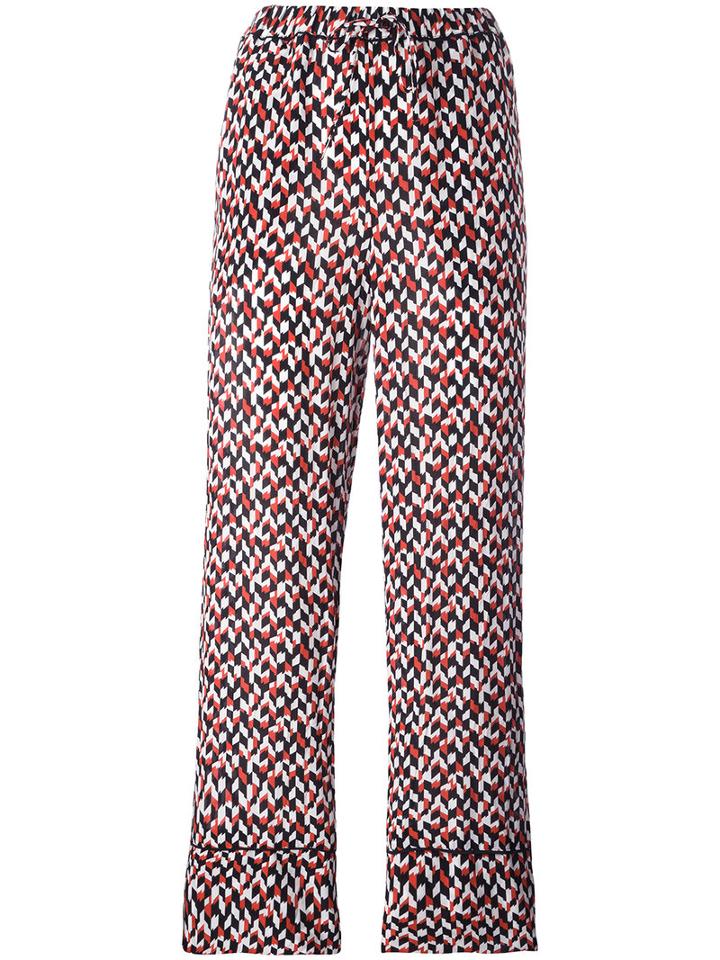 Marni Printed Palazzo Pants, Women's, Size: 44, Black, Silk