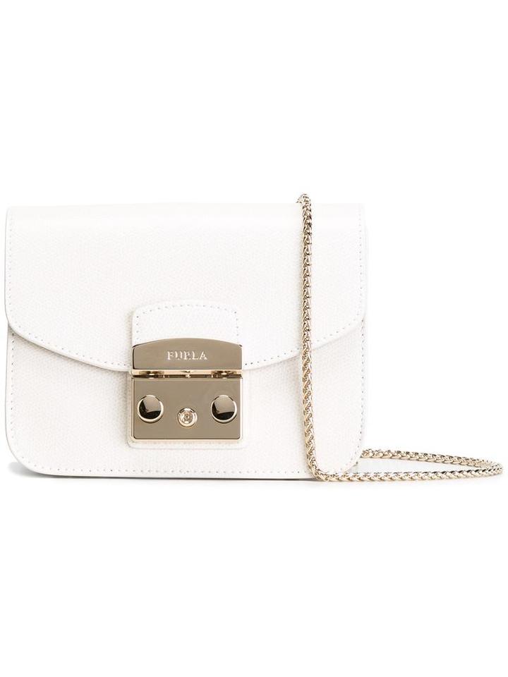 Furla Metropolis Saffiano Shoulder Bag, Women's, White, Calf Leather